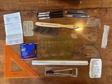 Alvin Drafting Architect Tools Triangle Ruler Brush Pen Lead Compass Dots Lot