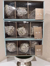 9-NIB TINSELAND FIR TEAR DROP BEADED CHRISTMAS TREE GLASS ORNAMENTS BUNDLE