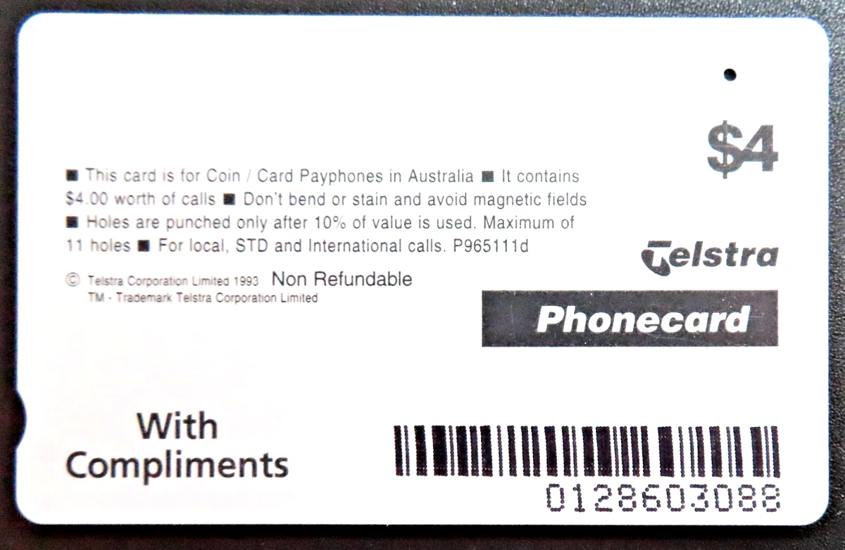 Telstra PRUDENTIAL FINANCIAL 1996 $4 phonecard ONE HOLE- HARD TO FIND