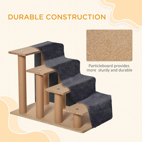Portable Dog Stairs with Washable Plush Cover, for High Bed Sofa - Dark Grey - Picture 5 of 11