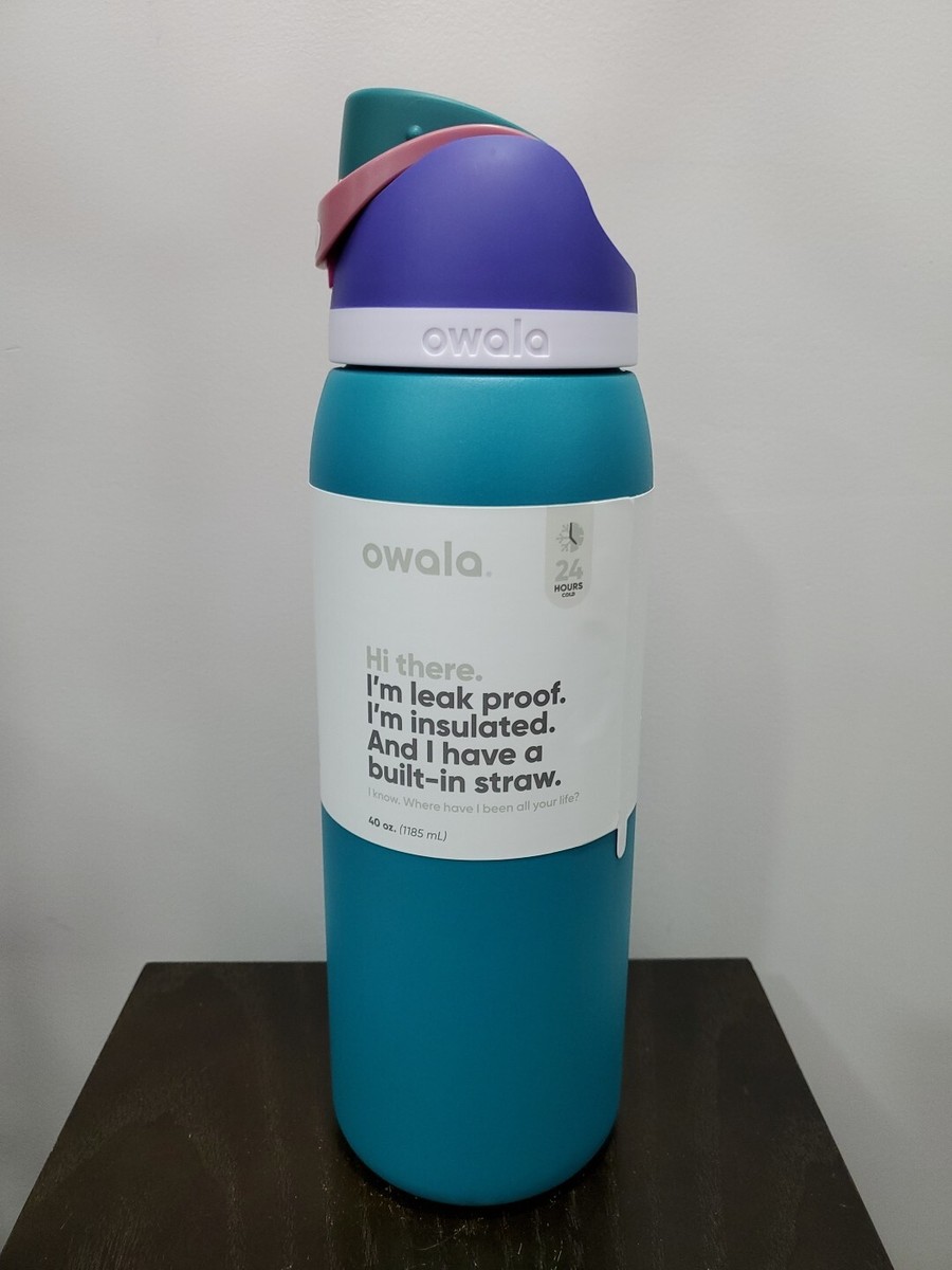 Owala FreeSip Stainless Steel Water Bottle / 40oz / Color: 80s Ski