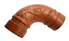 SCI 65E 1-1/2" 90° Pipe Elbow Grooved Connection Ductile IRon Red Finish