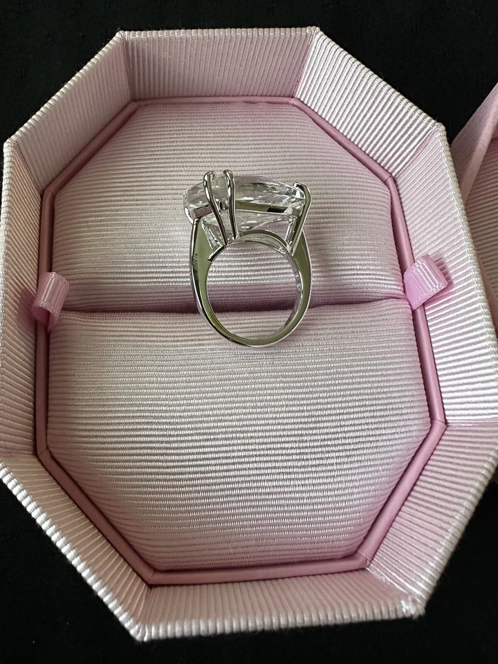 с ярлыками Swarovski Mesmera белый родия покрытием коктейльное кольцо размер 58 бренд G2U - Изображение 3 из 4