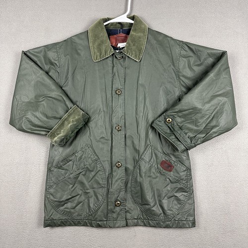 Vintage Woolrich Chore Coat Womens Small Green Waxed Wool Lined Barn Jacket GUC