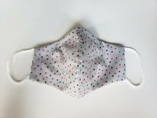 Handmade Face Mask filter pocket nose bridge triple layer gray pink green dots