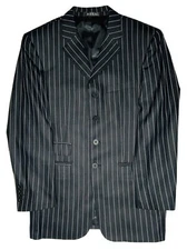 Hugo Boss Men's Black Pinstripe Wool 4-Button Suit Jacket; Size 48 EU / 38 US