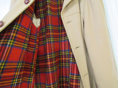 VTG Zero King Baskin Overcoat Wool-Nylon Blend Plaid Lining Made In USA 46L - Picture 16 of 17