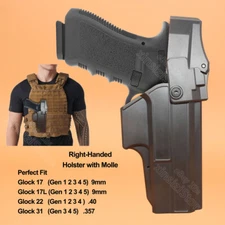 Tactical MOLLE Holster LVL 3 For Glock 17/22/31 Gen3-4 Duty Retention System