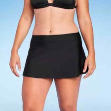 Kona Sol Women's Elastic Waist Swim Skirtini - Black - Large 12-14 Retail 24