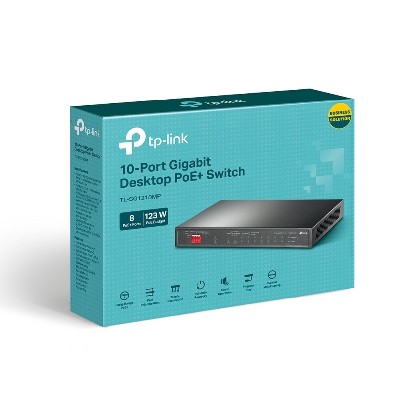 TP-Link 10ポート Gigabit PoE+ TL-SG1210MP TP-LINK 10-Port Gigabit Desktop Switch with 8-Port PoE+ TL