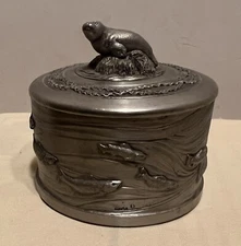 Boma Canada Pewter Seal or Sealion & Trout Trinket Box
