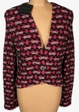 Fabrycznie nowa z metką ST. JOHN Knits Scarlet Hiran Tweed Dzianina Wysoka Niska Kurtka Marynarka rozmiar 10 1395 $