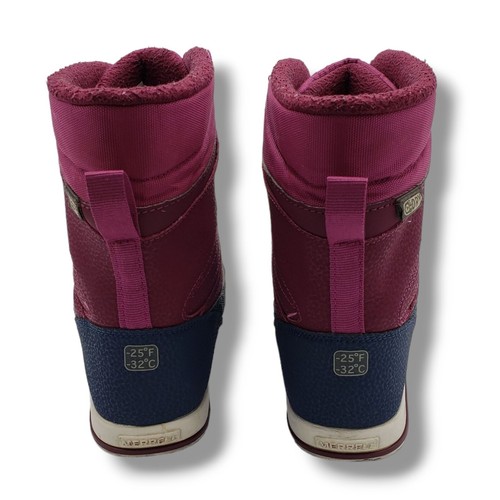 Merrell Snow Bank 2.0 Snow Boots Youth 4 Berry Waterproof Leather - Picture 7 of 9
