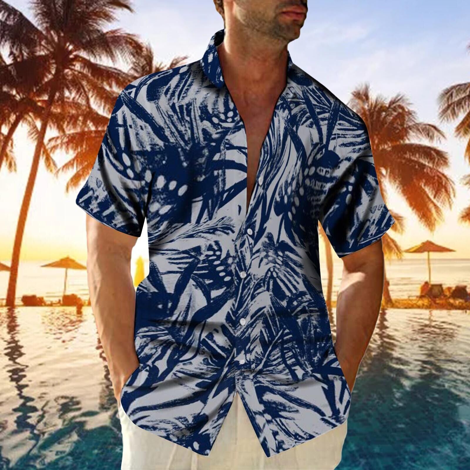 mens short sleeve hawaiian casual floral shirts