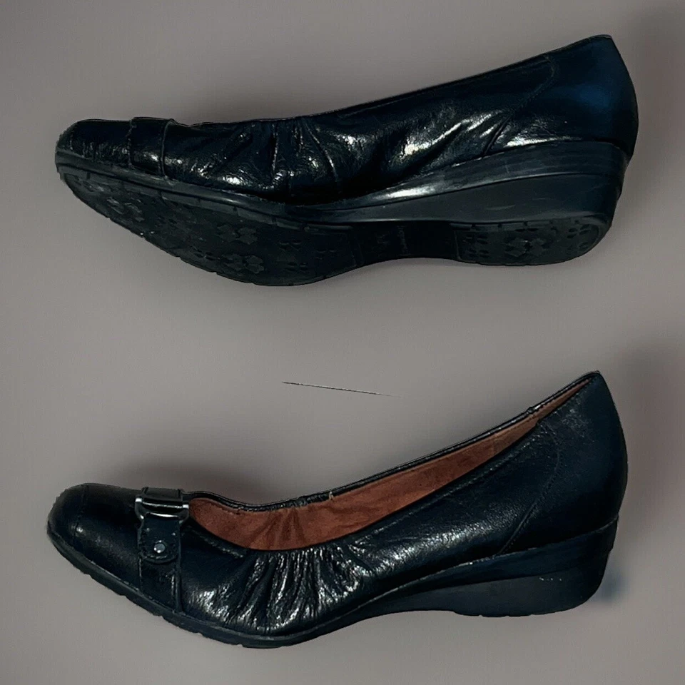 Naturalizer 11M Cuero Negro N5 Cómodo Cuña Puntera Cuadrada Arco y Talón Soporte Foto 2 de 4