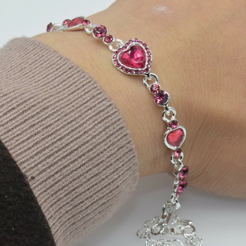 Women Girls Crystal Fashion Jewelry Silver Charm Bracelet Wedding Gift QSL011 - Picture 11 of 12