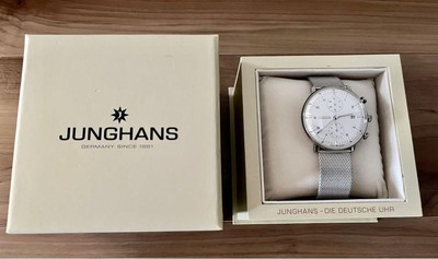 JUNGHANS MAX BILL CHRONOSCOPE MEN'S WRISTWATCH ROUND FACE GERMAN MADE SS BELT