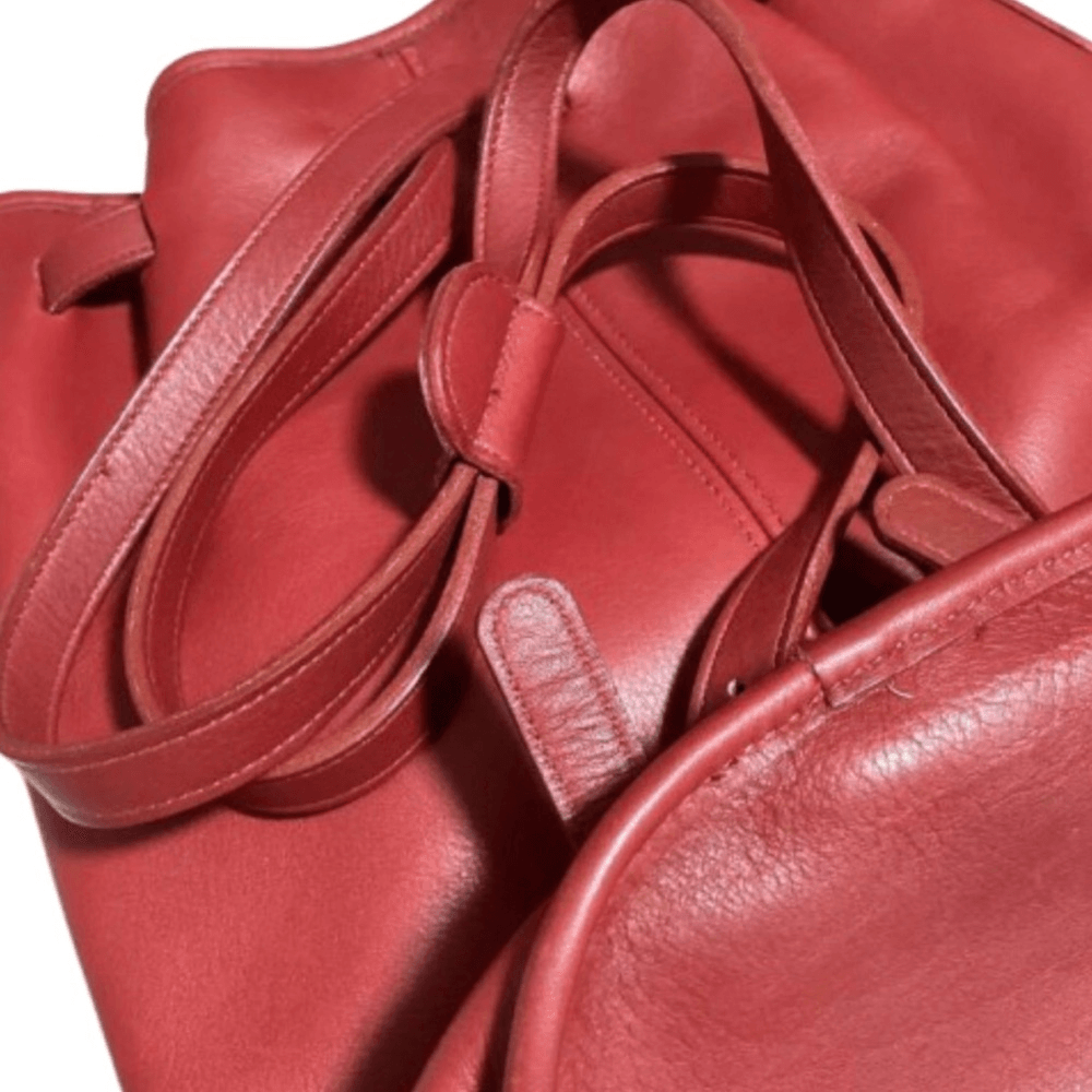 Vintage COACH Brown Glove Tanned Leather Large Sling Backpack Knapsack COA 9992 COACH Vintage Red Top Handle Glove Tanned Large Sling  main image 4