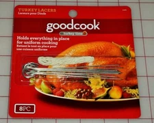 Turkey Lacers Thanksgiving/Christmas HOLD IN PLACE Pin+String GOOD COOK 8pc Set