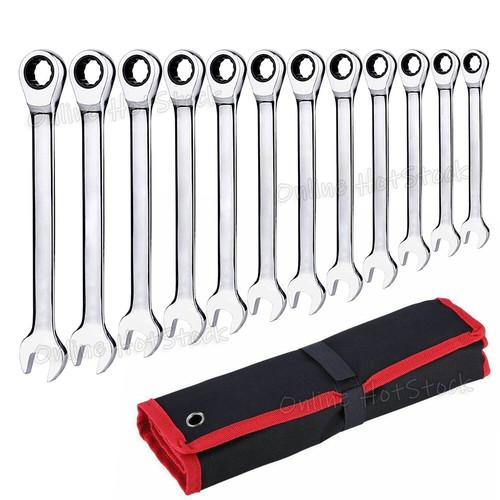 New Ratchet Spanner Set Metric Open & Ring Wrenches 8-22mm CR-V + Rolling Bag - Picture 9 of 9