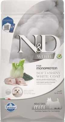FARMINA N&D White Dog Adult Mini Sea Bass, Spirulina & Fennel 2 kg