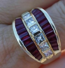 3Ct Round Cut Lab Created Red Ruby Engagement Ring Unisex 925 Sterling Silver