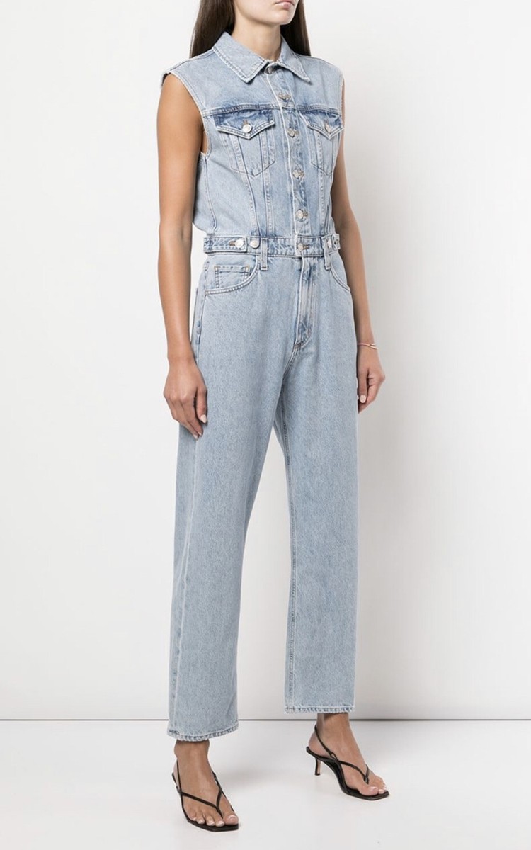 NWT $348 AGOLDE Blanca Sleeveless Denim Jumpsuit Size 8