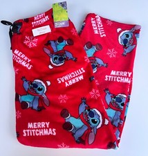Disney MERRY STITCHMAS Lilo  Stitch Plush Fleece Lounge PAJAMA PANTS Men  s S-XL