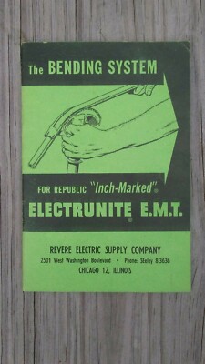 1956 REPUBLIC ELECTRUNITE E.M.T. Bending System Booklet