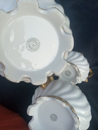 Ant. B&H Limoges Teeservice Teekanne Zuckerdose Milchkännchen Serpant Ausguss Gold Encruste - Bild 13 von 13