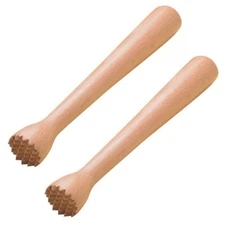 2Pack 10 Inch Wooden Cocktail Muddler Ice Crusher Bar Accessory for Juice Drinks