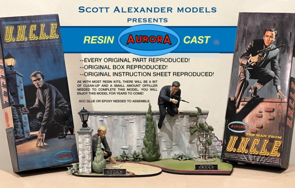 U.N.C.L.E Solo & Kuryakin Resin Repro Aurora 411 & 412 Figures