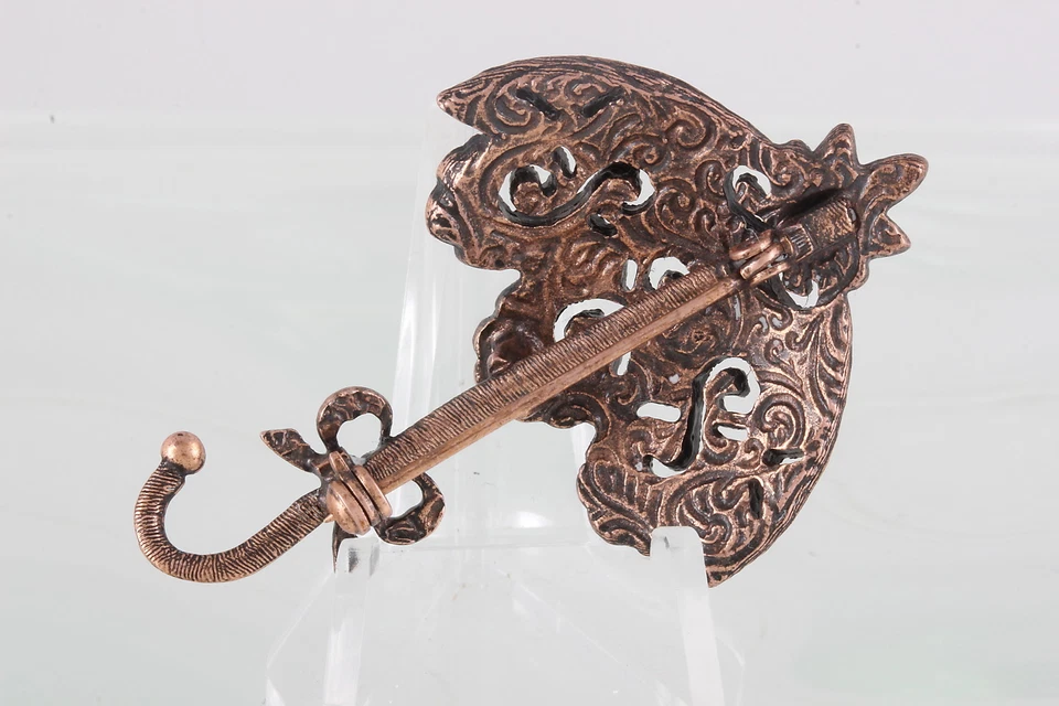 SOMBRILLA PARAGUAS DE PIEDRAS DE COLORES VINTAGE FILIGRANA COBRE BROCHE MODA 9779 Foto 2 de 2