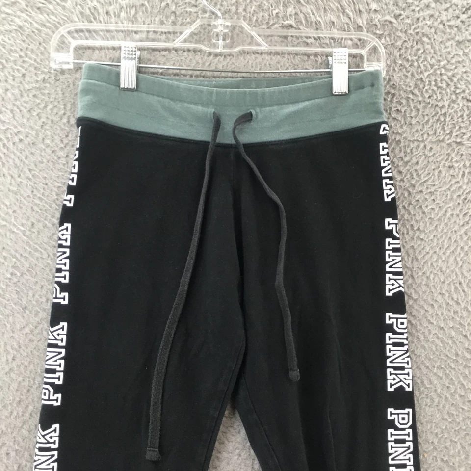 ROSA Victoria Secret Yoga Jogger Pantalones Para Mujer S Negro Verde Lateral Logo Pull On Foto 2 de 4