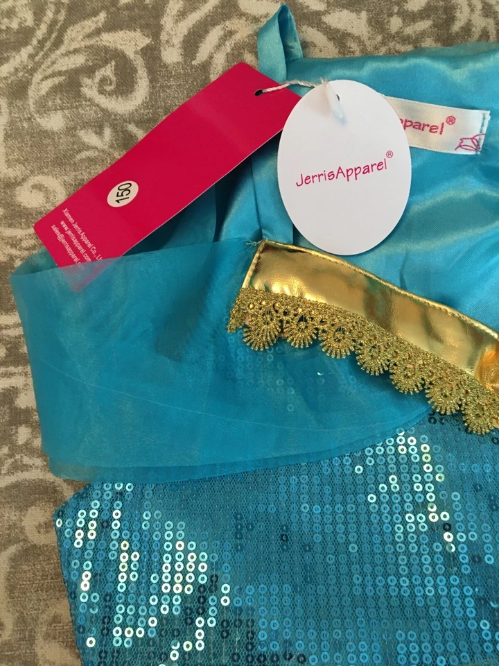 Arabian Princess COSTUME Age 9, 10 Or 11 Blue & Gold NWT 2 Piece Girls Dress Up - Image 3 of 4