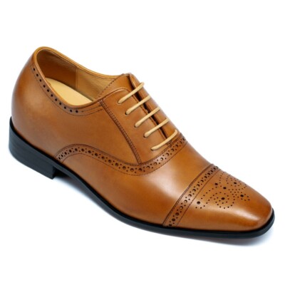 US11 CHAMARIPA Elevator Shoes Men brown Oxford Shoes height increase 7cm/2.7 
