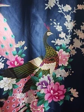 BABEYOND Women's Peacock Navy Blue Long Robe With Belt STUNNING