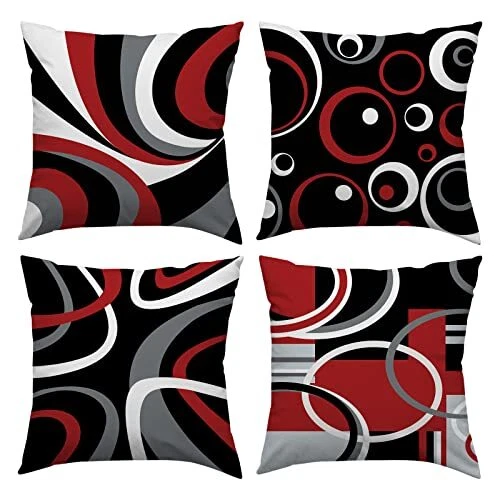 Black and top red decorative pillows