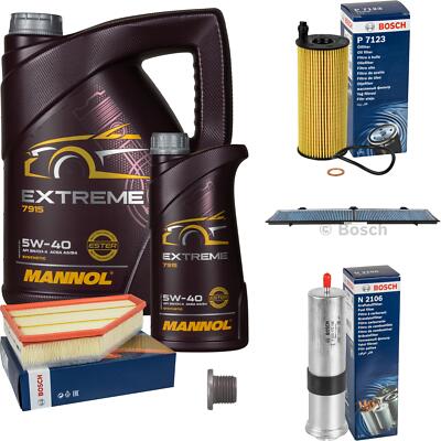 BOSCH Inspektionspaket 6 L MANNOL Extreme 5W-40 für BMW 3er 318d 316d