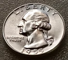 🟅 BU 1955 90% Silver Wash. 25¢ - 71-Year-Old Coin