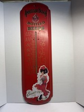 Vintage Anheuser-Busch Bottled Beers Thermometer BUDWEISER GIRL 27"x 8.25" WORKS