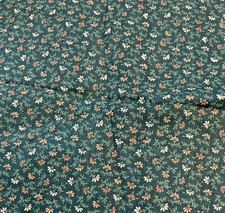 VTG Ditzy Reproduction CALICO Yellow White Florals on Green Cottagecore BTFQ