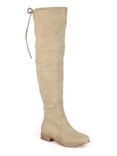 JOURNEE COLLECTION Womens Beige Tie Mount Round Toe Block Heel Slip On Boots 7.5