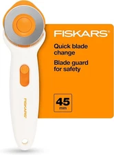 Fiskars 45mm Rotary Cutter for Fabric, Premium Steel Stick Fabric Cutter Cuts Th