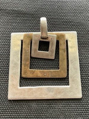 RLM Studio Robert Lee Morris Anhänger Sterlingsilber und Messing geometrische Quadrate