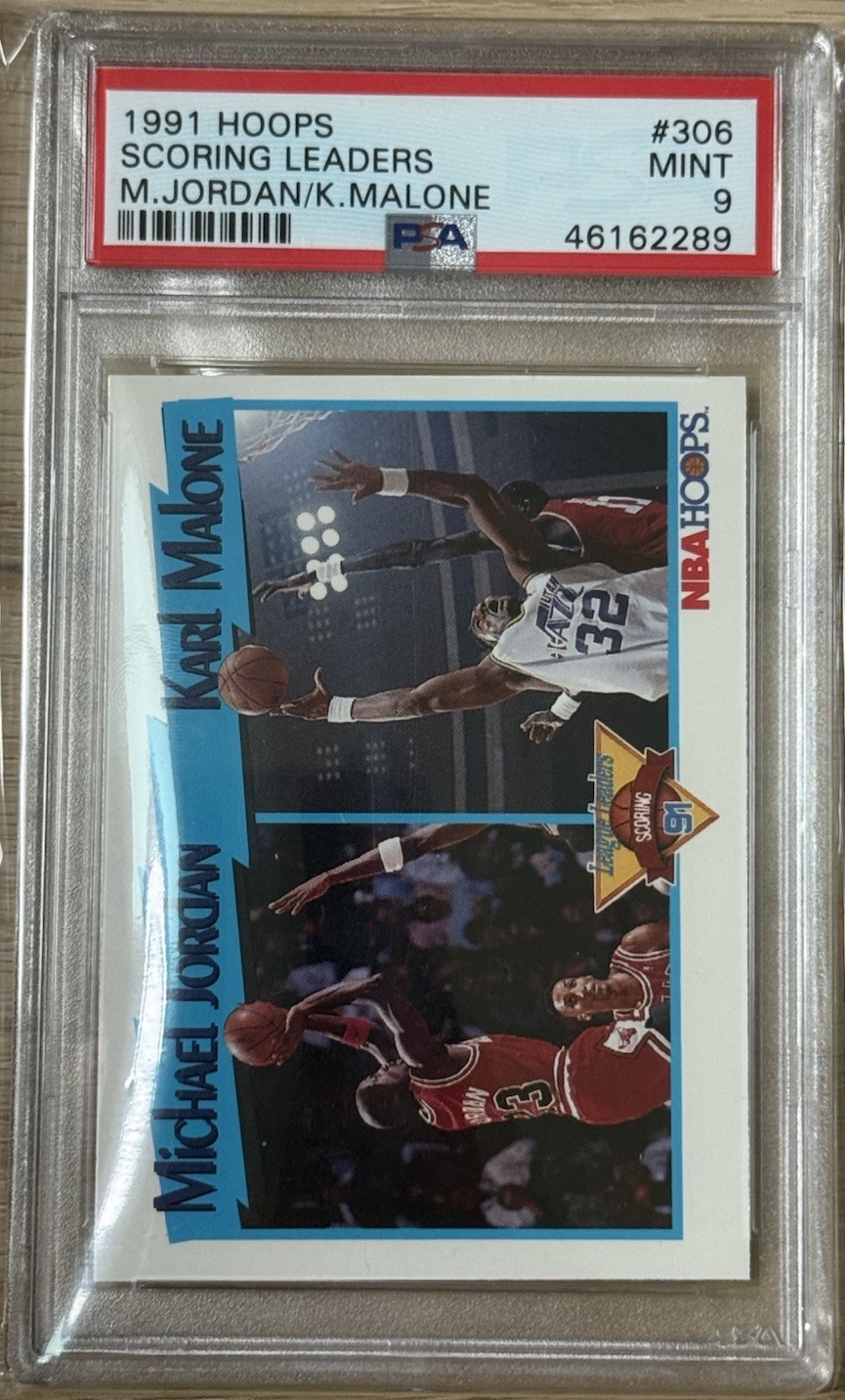 🔥1991-92 NBA Hoops Michael Jordan Karl Malone Scoring Leaders #306 PSA 9 MINT🔥