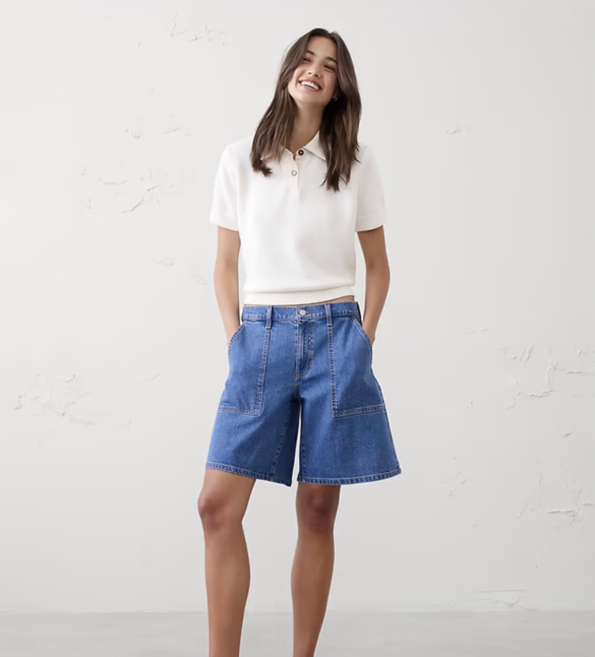 Banana Republic Factory Mid Rise Denim Bermuda Shorts Womens Size 25/0 New