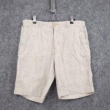 Tommy Bahama Linen Blend Herringbone Shorts Mens Medium Beige Casual Beach