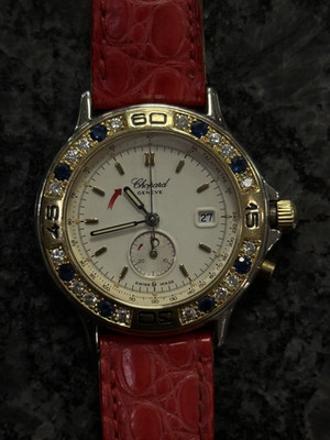 CHOPARD MILLE MIGLIA WATCH 13/8175 QUARTZ DIAMOND 18K YELLOW GOLD SS WOMEN'S