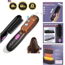 Go Brush Pro, 2026 Upgraded Cordless Hair Straightener, Portable Type-C Fast ...